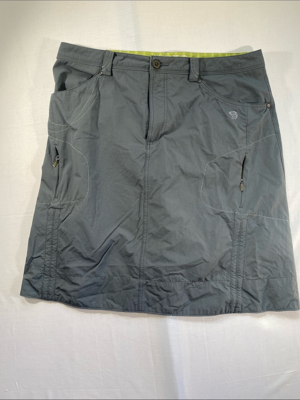 Mountain Hardwear Gray Outdoor Skirt with Lime Waistband